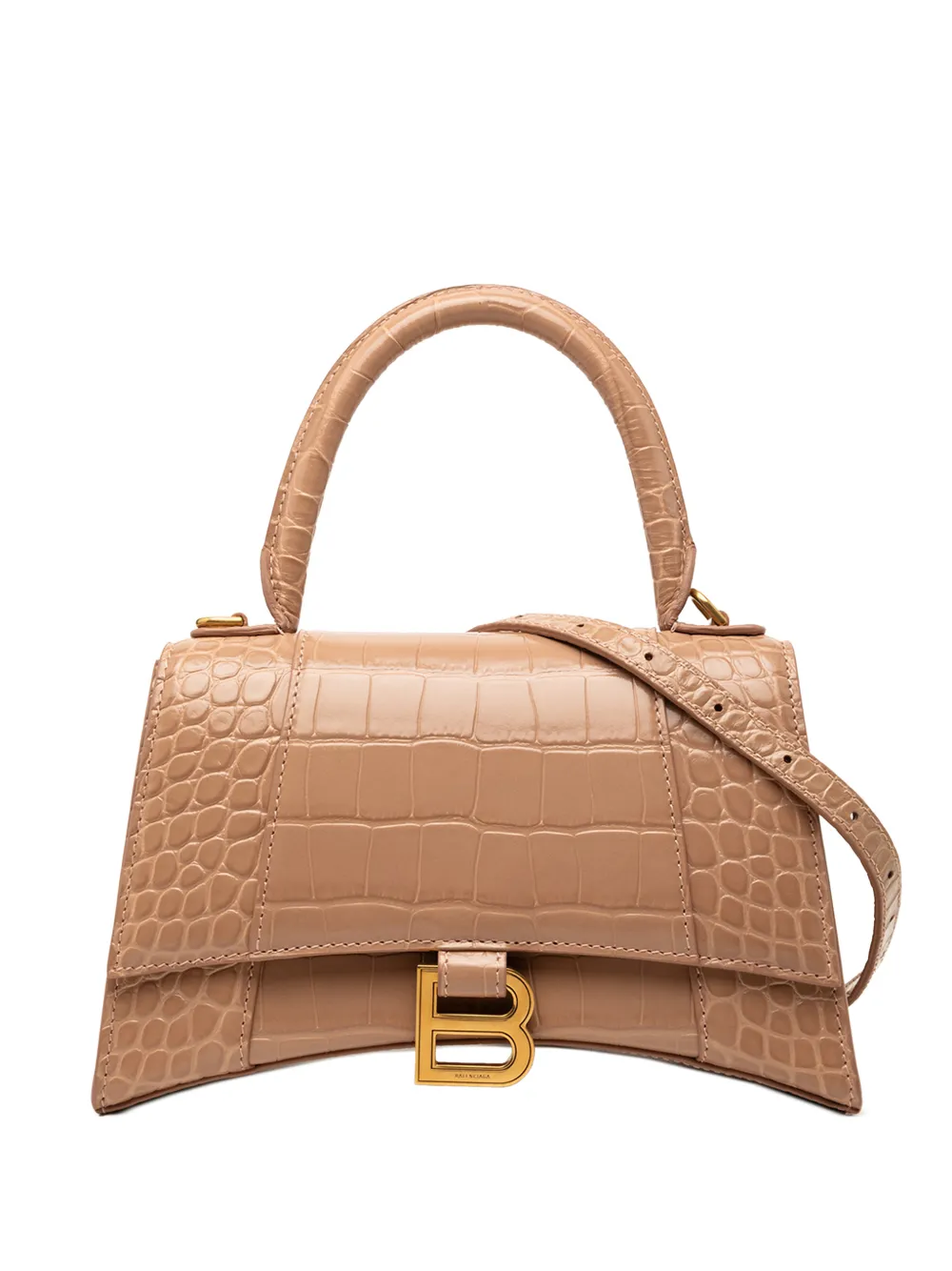 Balenciaga Pre-Owned 2010 Small Croc Embossed Hourglass Top Handle Bag satchel - Marrone