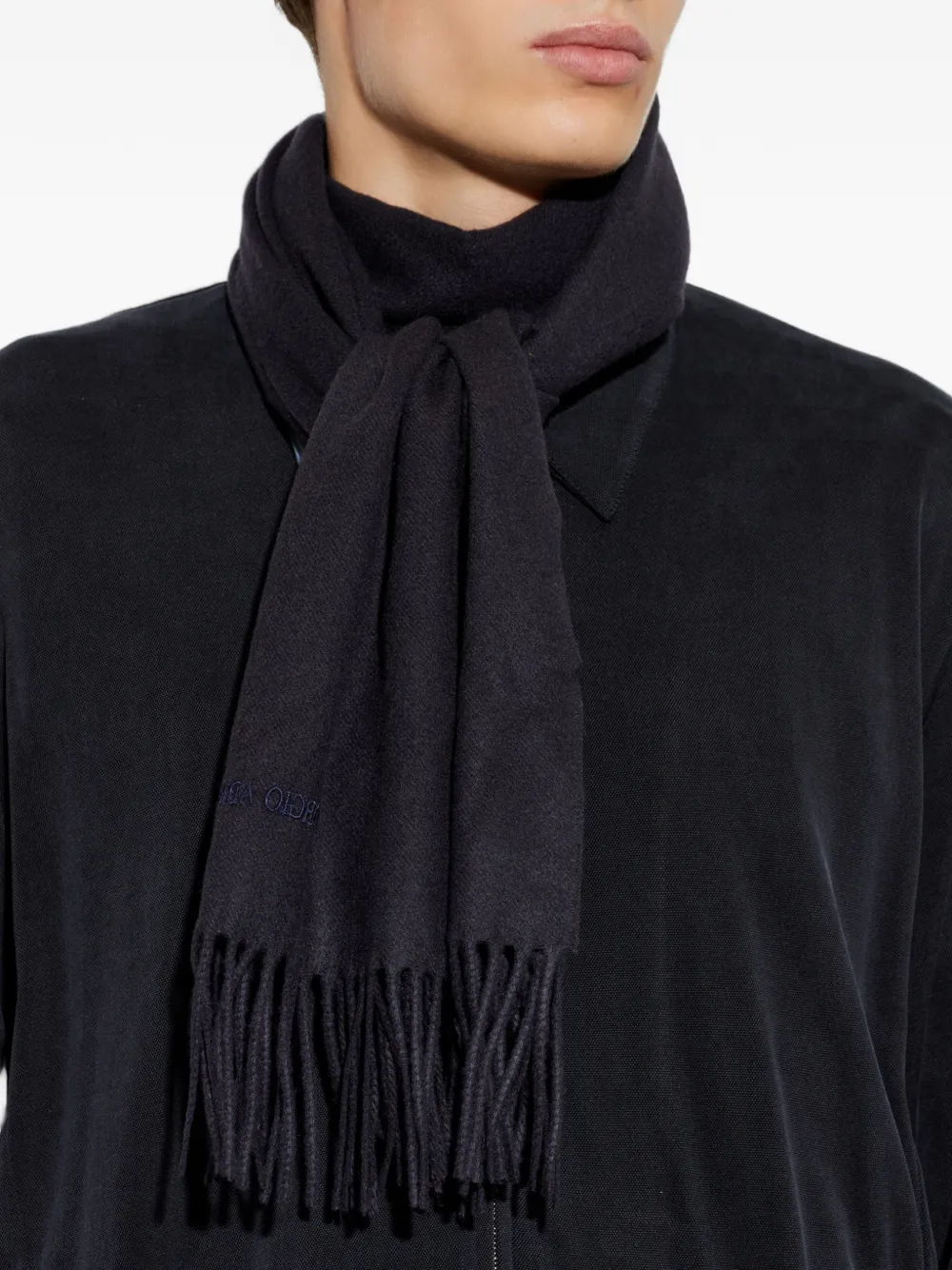 Giorgio Armani Sjaal met geborduurd logo Blauw