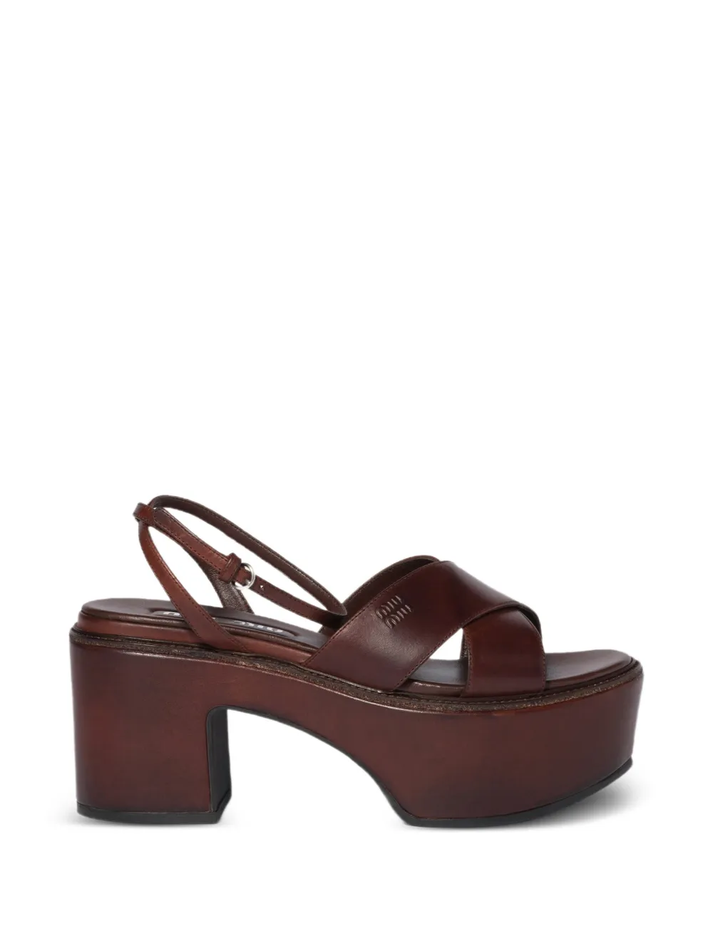 Miu Miu leather platform sandals - Brown