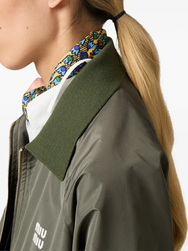 Miu Miu Technical Fabric Blouson Jacket | Green | FARFETCH