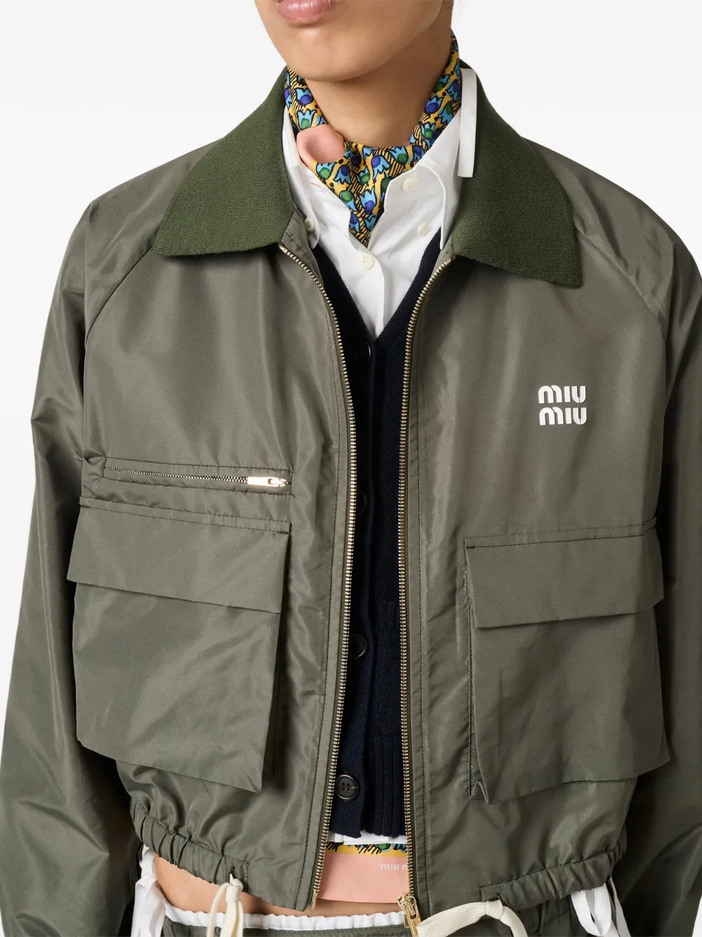 Miu Miu Technical Fabric Blouson Jacket | Green | FARFETCH