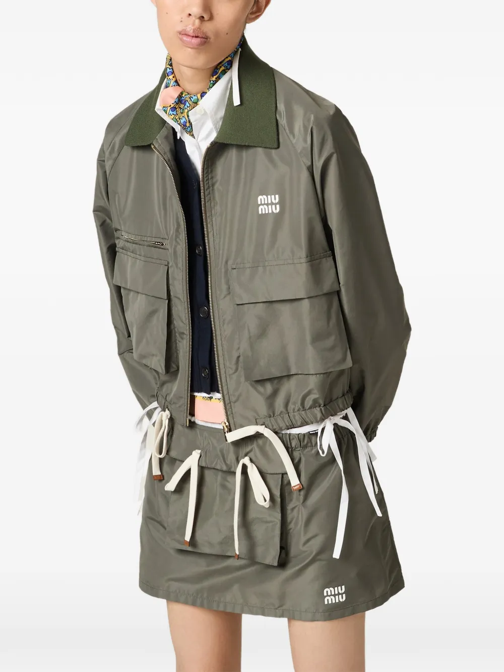 Miu Miu Technical Fabric Blouson Jacket | Green | FARFETCH