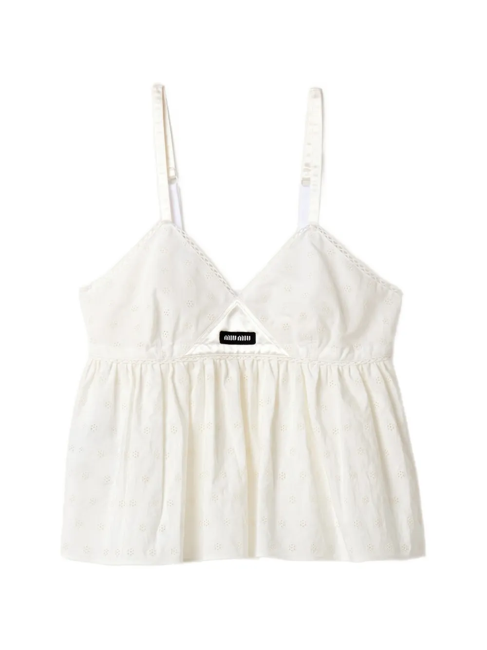 Miu Miu slubbed eyelet poplin top - Bianco