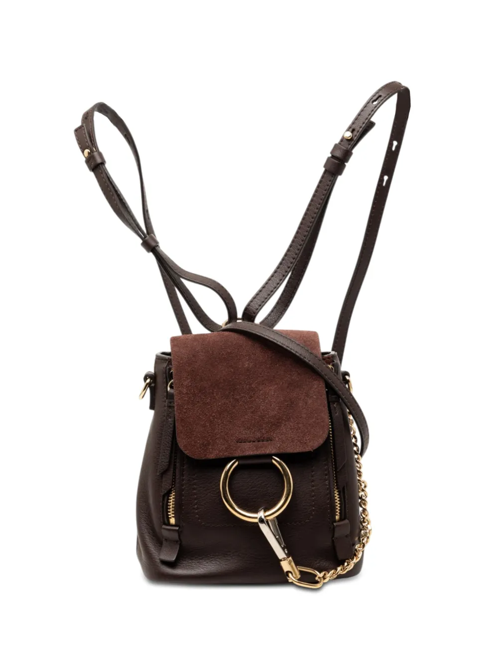 Chloé Pre-Owned 2002-2026 Mini Calfskin and Suede Faye backpack - Marrone