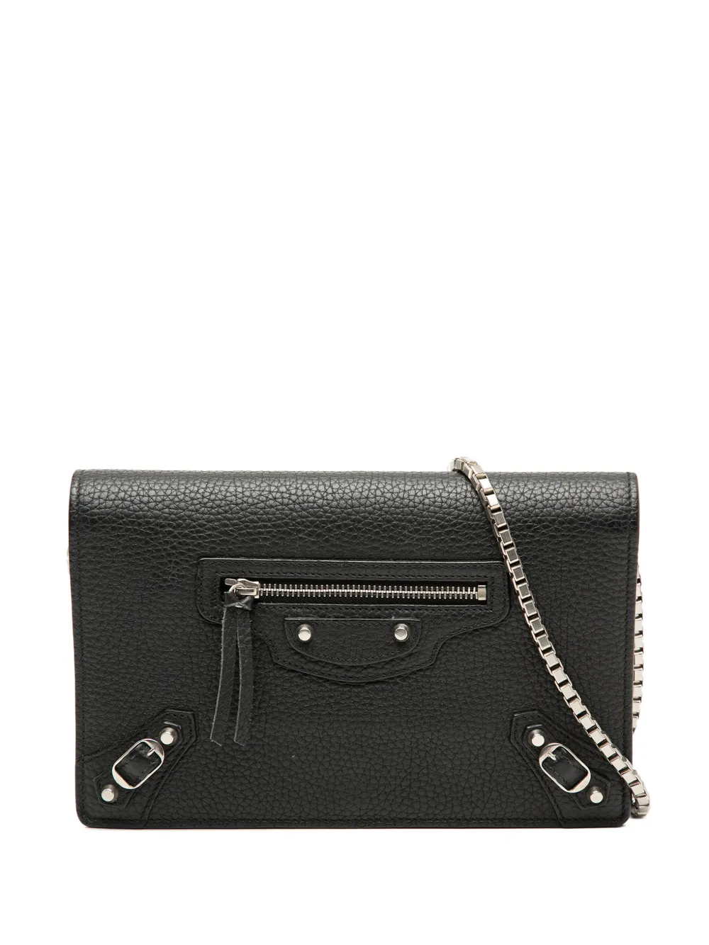 Balenciaga Pre-Owned 2024 Leather Metal Plate City Wallet on Chain crossbody bag - Nero