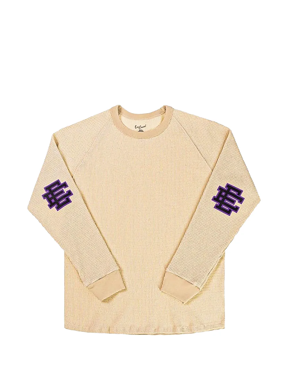 ERIC EMANUEL EE logo-print waffle-knit raglan-sleeve sweatshirt - Toni neutri