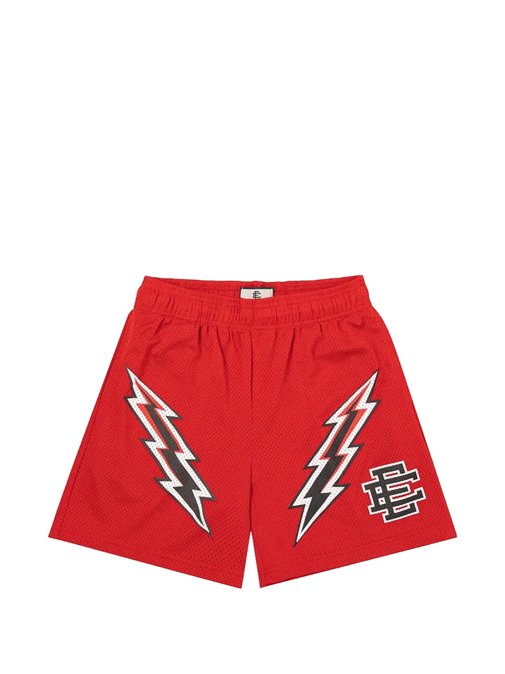 ERIC EMANUEL lightning bolt-print mesh shorts - Rosso