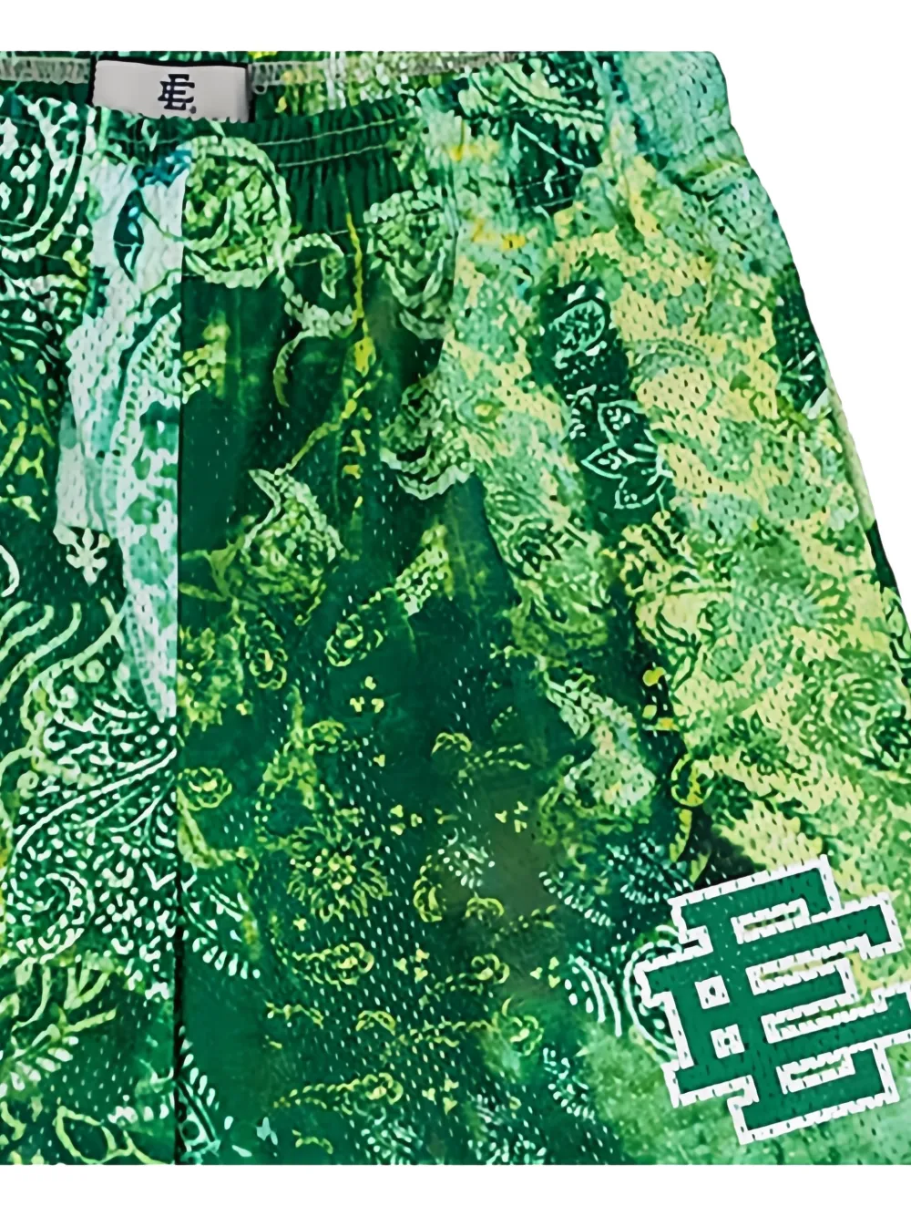 ERIC EMANUEL EE logoprint mesh shorts met paisley-print Groen
