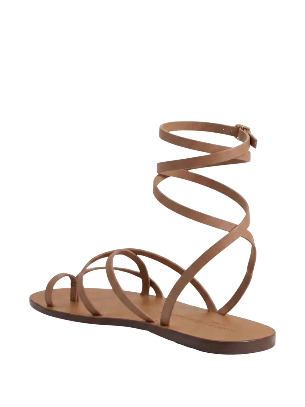 Manebi x Alex Rivière Studio Valentina wrap-around leather flat sandals Bruin