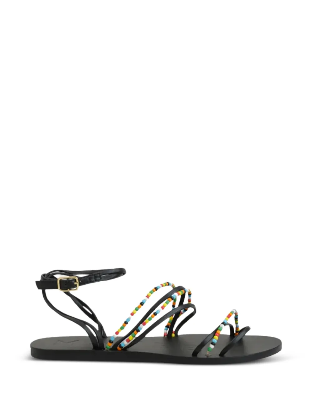 Manebi bead-embellished ankle-strap flat sandals Zwart