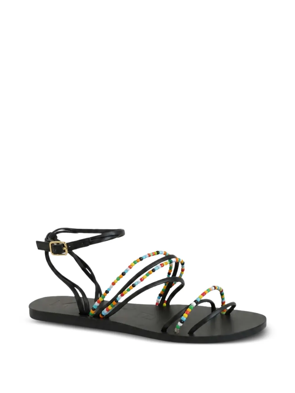 Manebi bead-embellished ankle-strap flat sandals Zwart