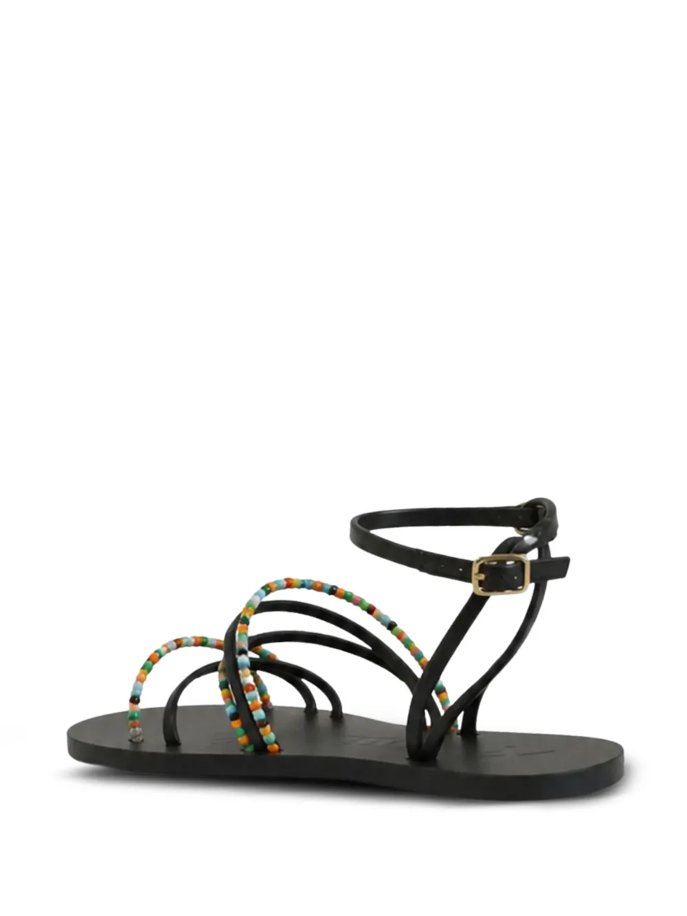 Manebi bead-embellished ankle-strap flat sandals Zwart