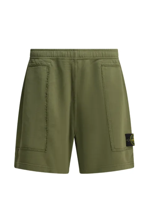 Stone Island logo-patch raw-edge shorts