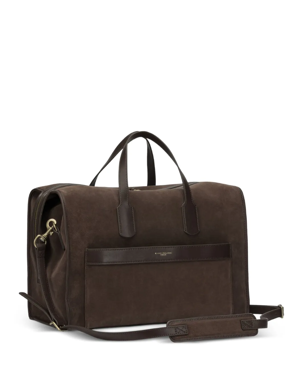GIANNI CHIARINI leather-trim suede tote bag - Marrone