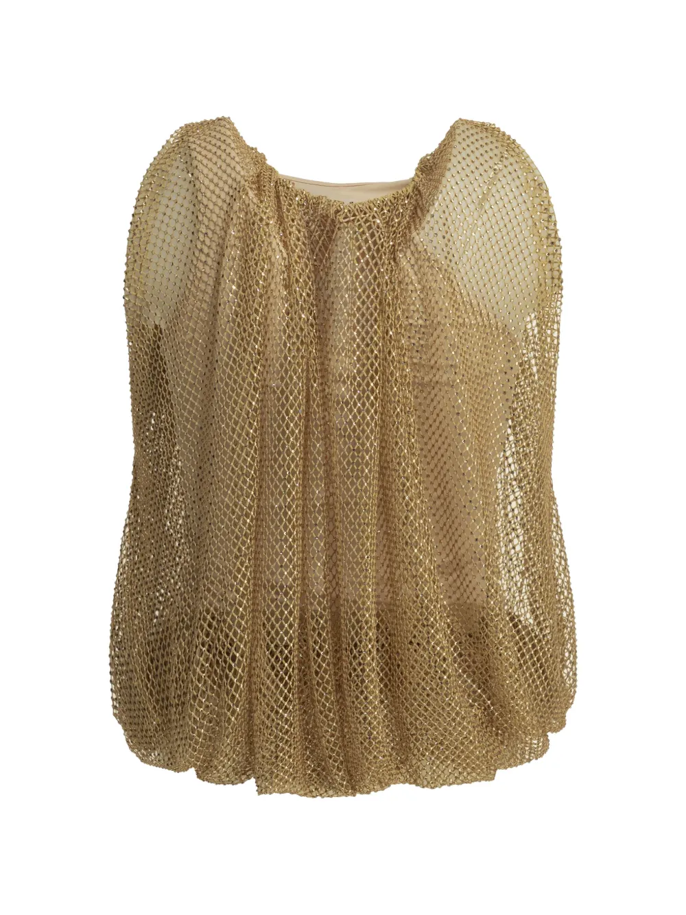 Max Mara crystal-embellished mesh top - Marrone