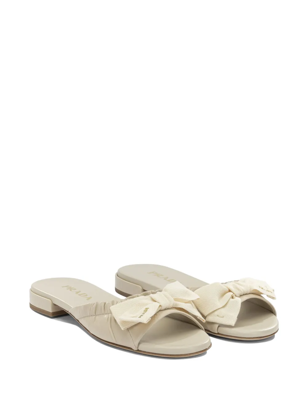 Prada bow-detail ruched sandals Wit