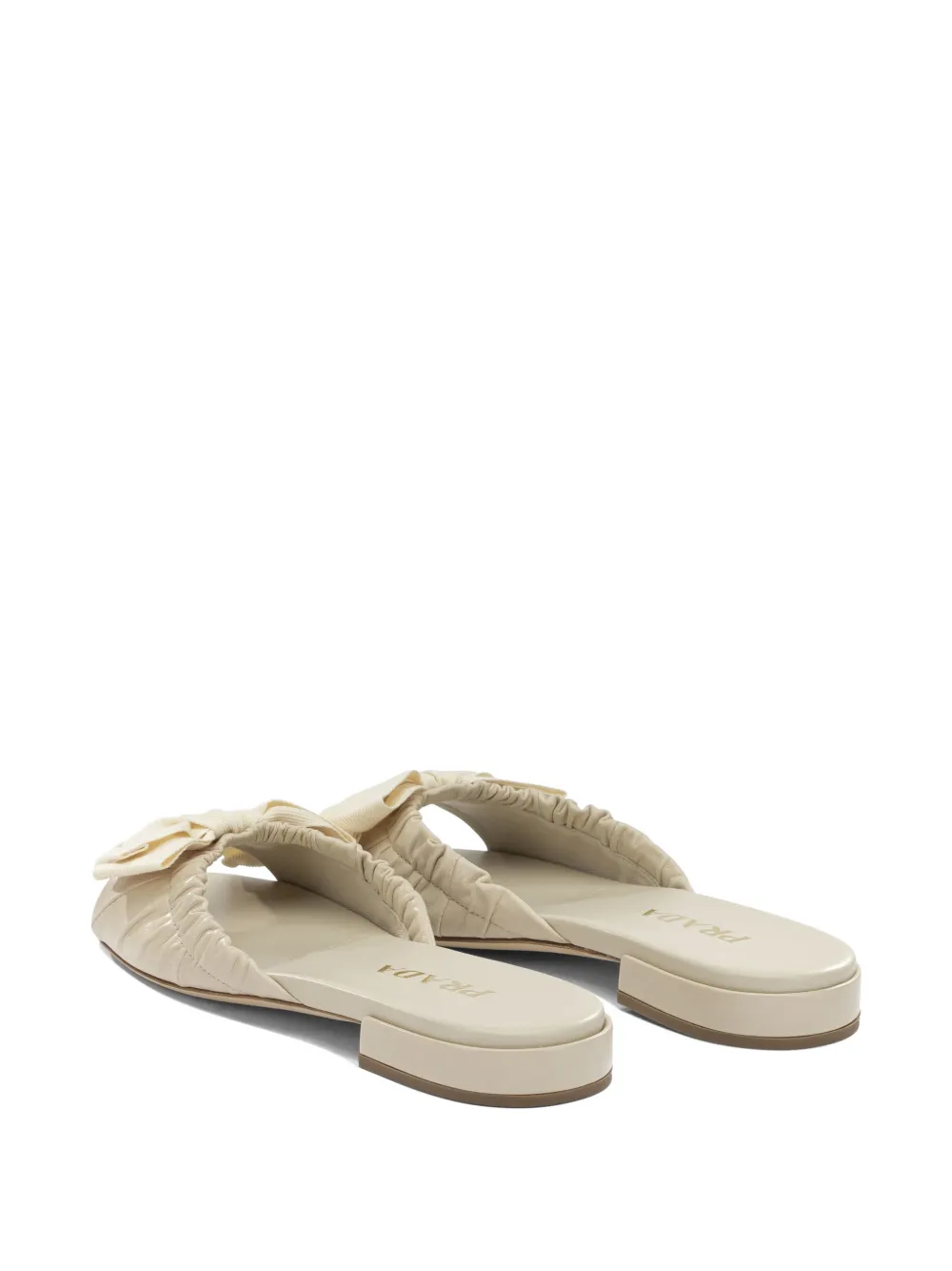 Prada bow-detail ruched sandals Wit