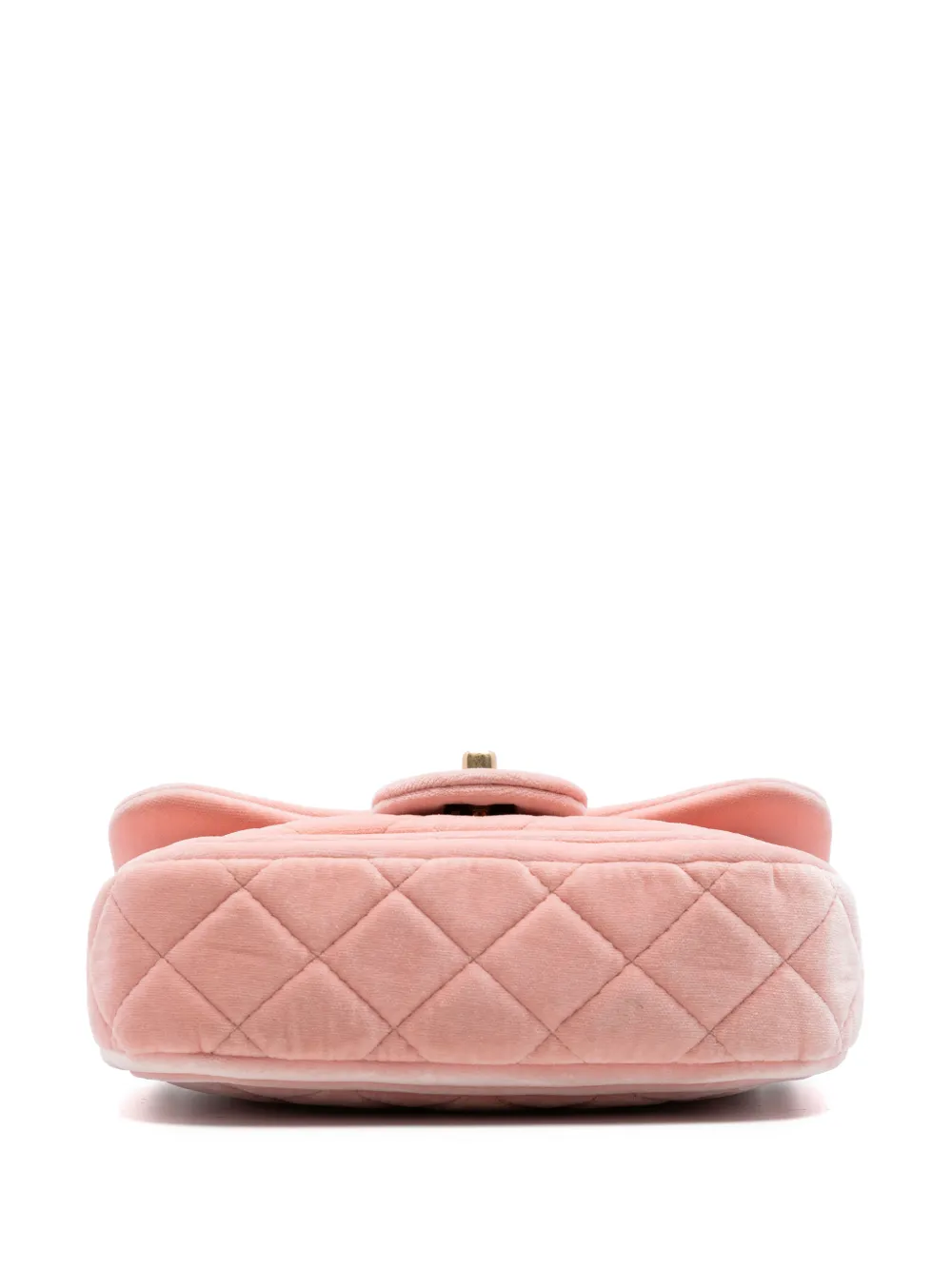 Chanel Pre-owned 2021-2026 Mini Quilted Velvet Double Frame Flap Crossbody Bag in Pink, view 4