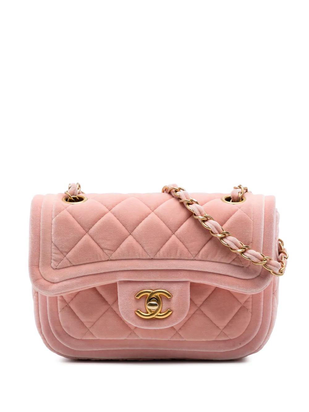 CHANEL Pre-Owned 2021-2026 Mini Quilted Velvet Double Frame Flap crossbody bag - Rosa
