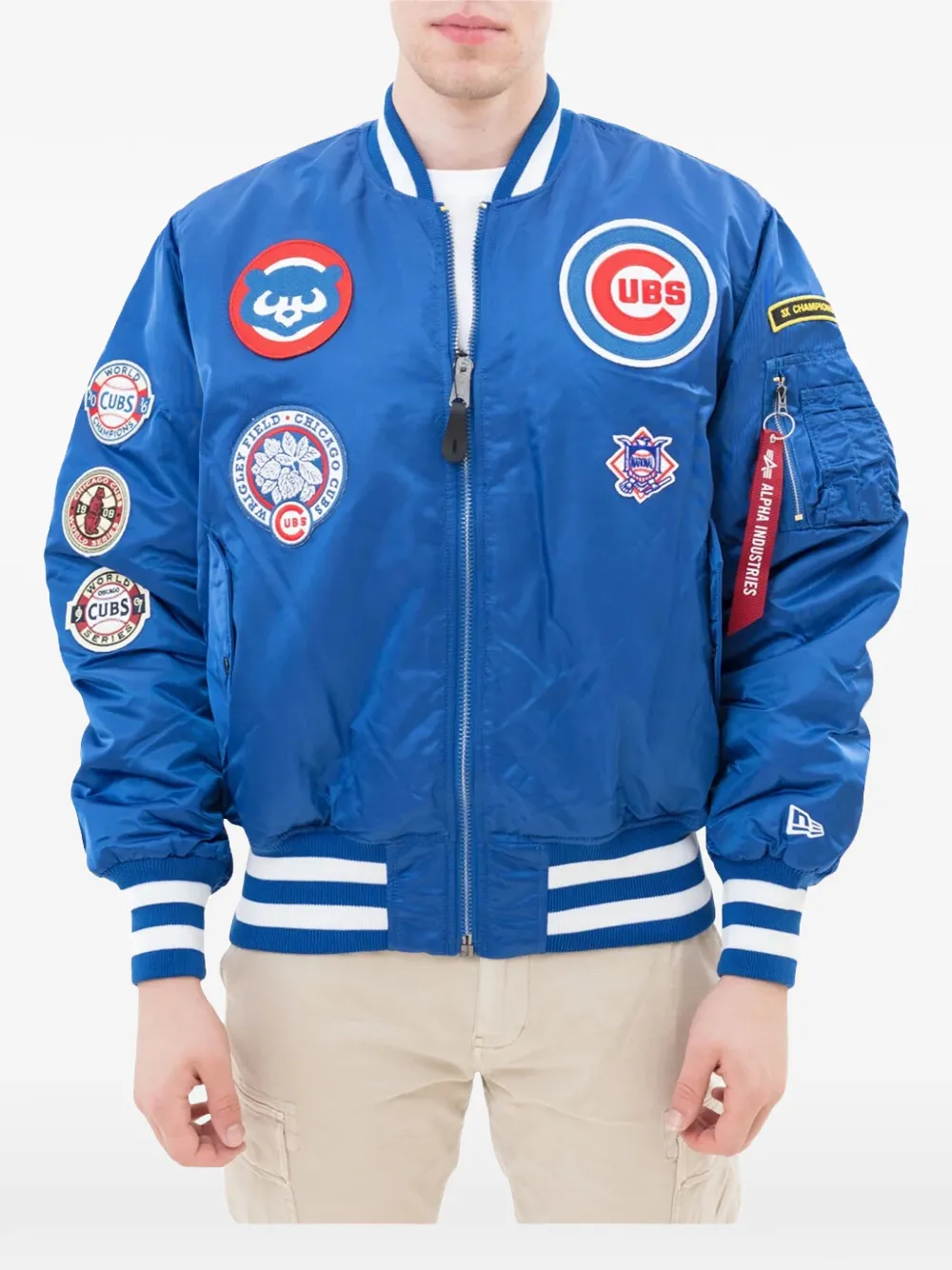 NEW ERA CAP x Alpha Industries Chicago Cubs patch-detail bomber jacket - Blu