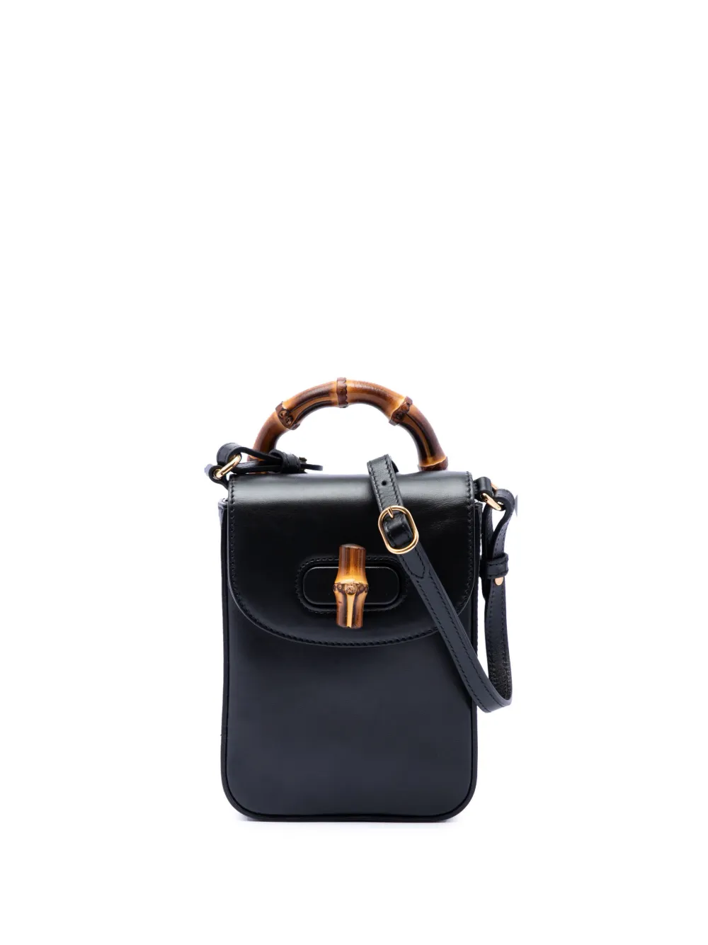 Gucci Pre-Owned 2016-2026 Mini Calfskin Bamboo Top Handle Bag satchel - Nero