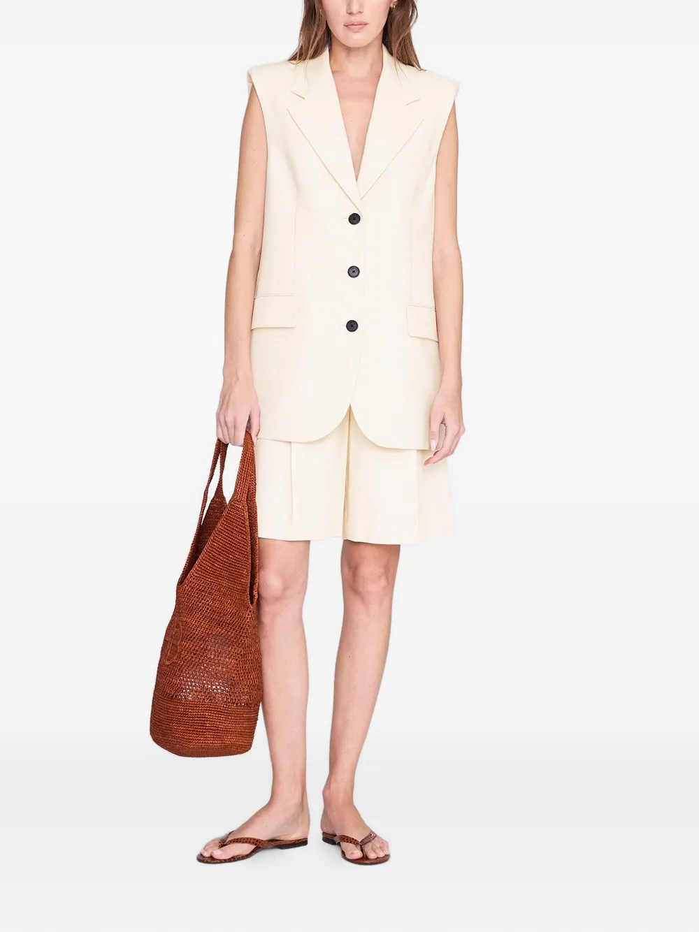 ANINE BING Leah raffia shopper met logo Rood