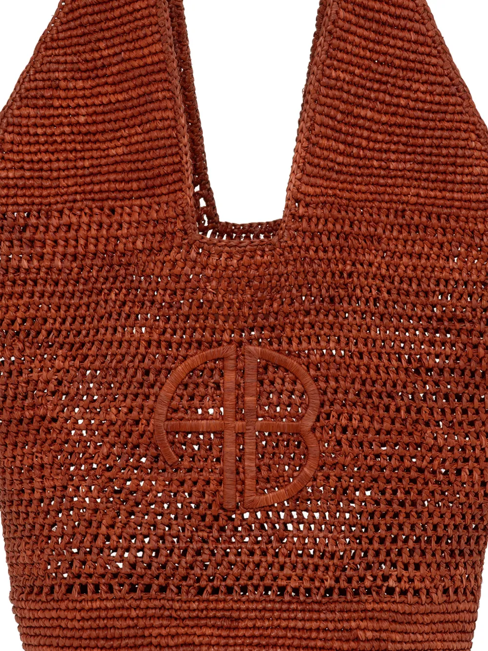 ANINE BING Leah raffia shopper met logo Rood