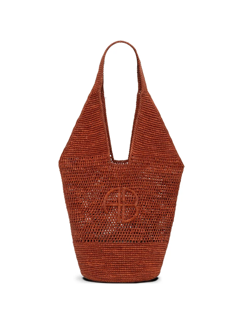 ANINE BING Leah logo raffia tote bag - Rosso