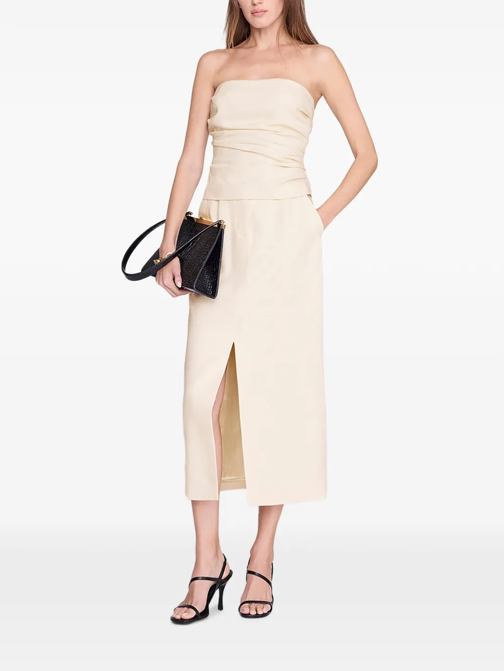 ANINE BING Meredith midi-rok met split Beige