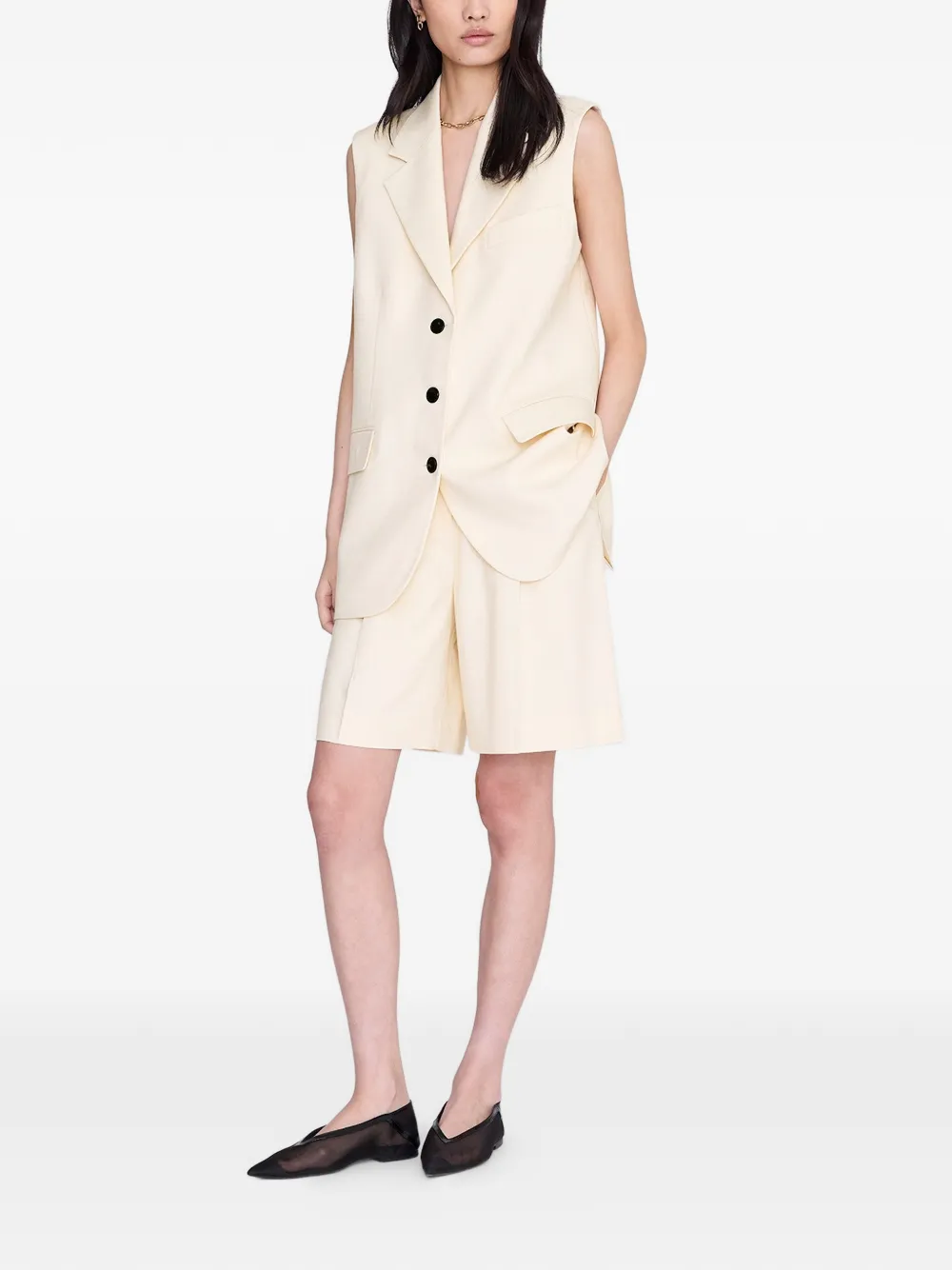ANINE BING Sara gilet met gekerfde revers Beige