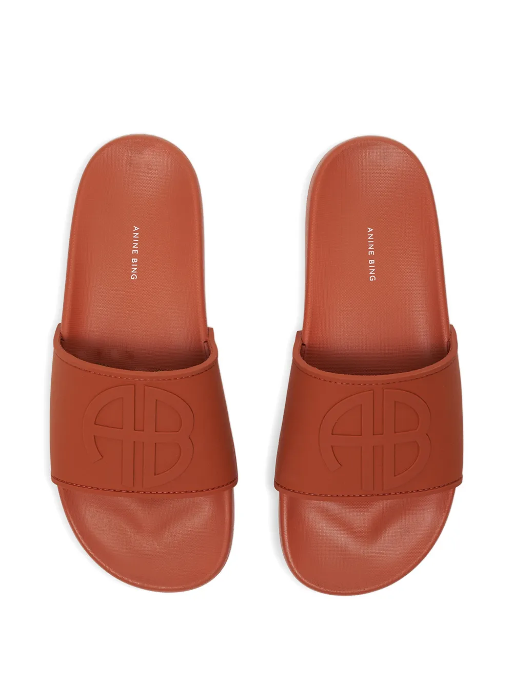 ANINE BING Isla logo-embossed slides Rood
