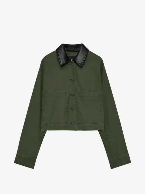 ANINE BING Yuma contrast-collar cropped jacket