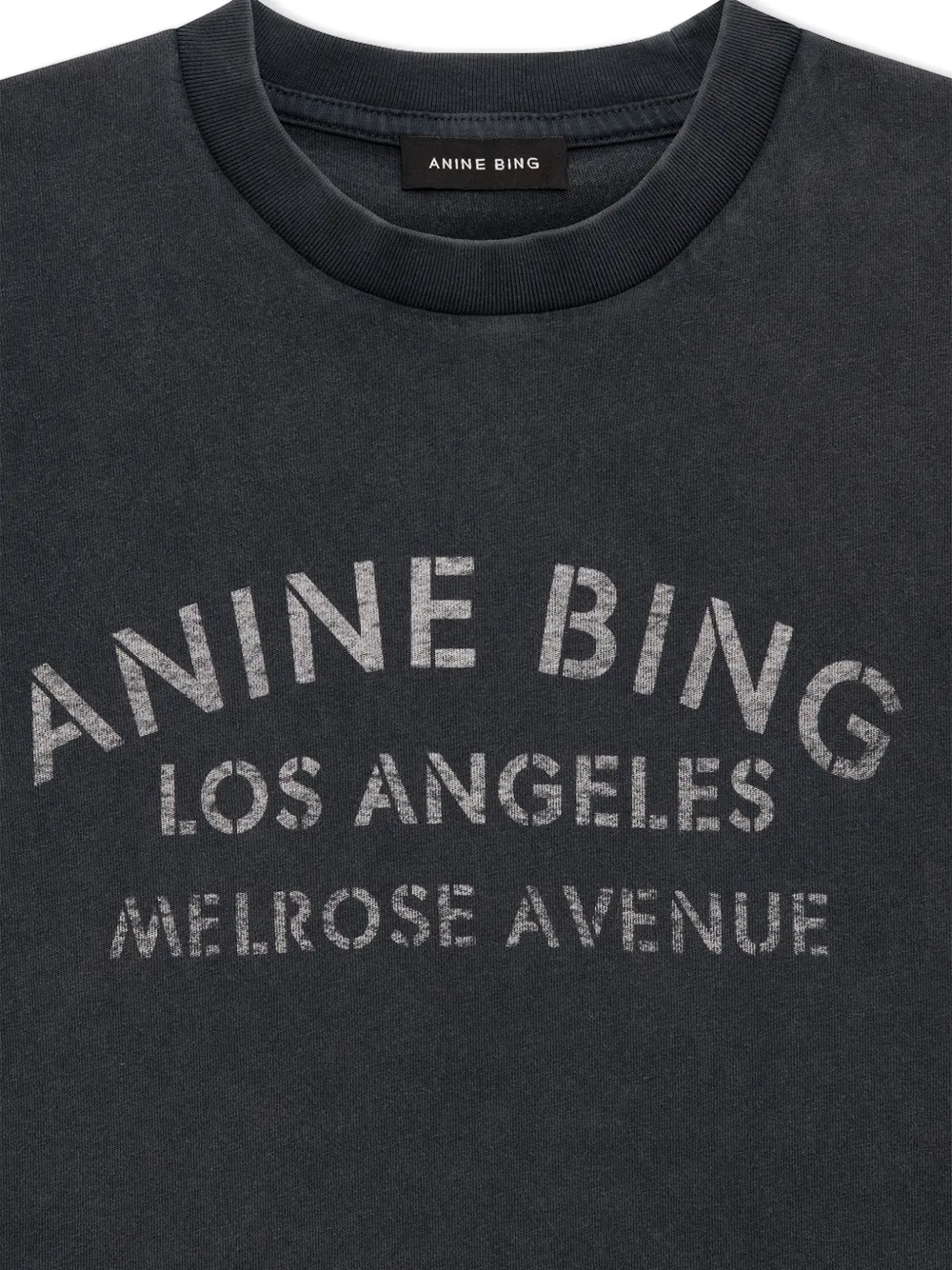 ANINE BING Cade T-shirt Melrose stencil Zwart