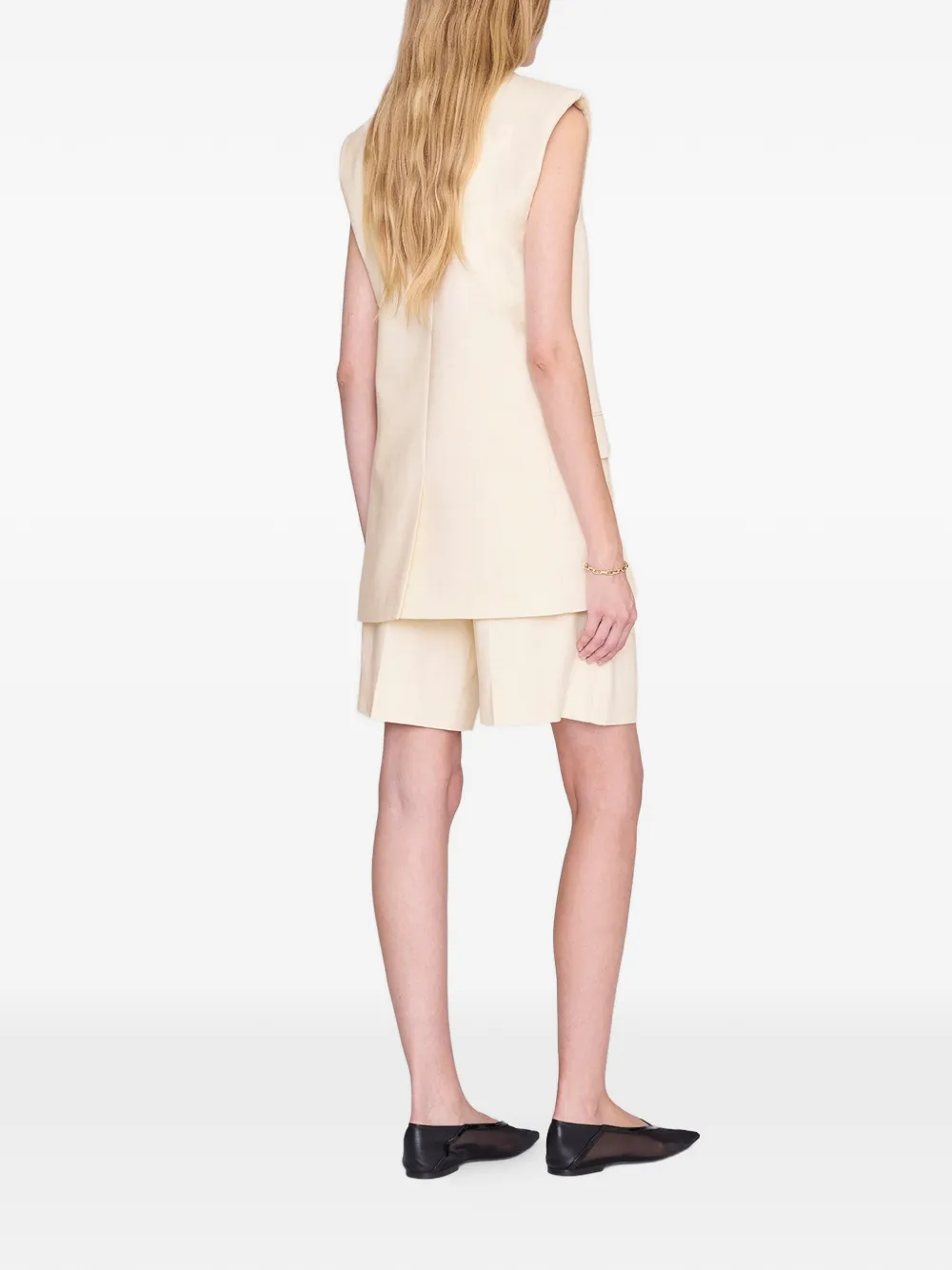 ANINE BING Brice geplooide shorts Beige