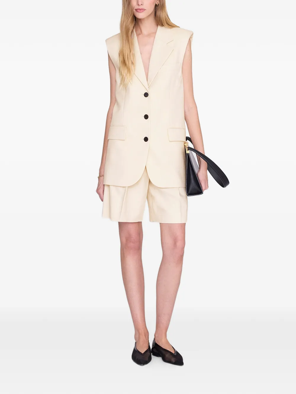 ANINE BING Brice geplooide shorts Beige