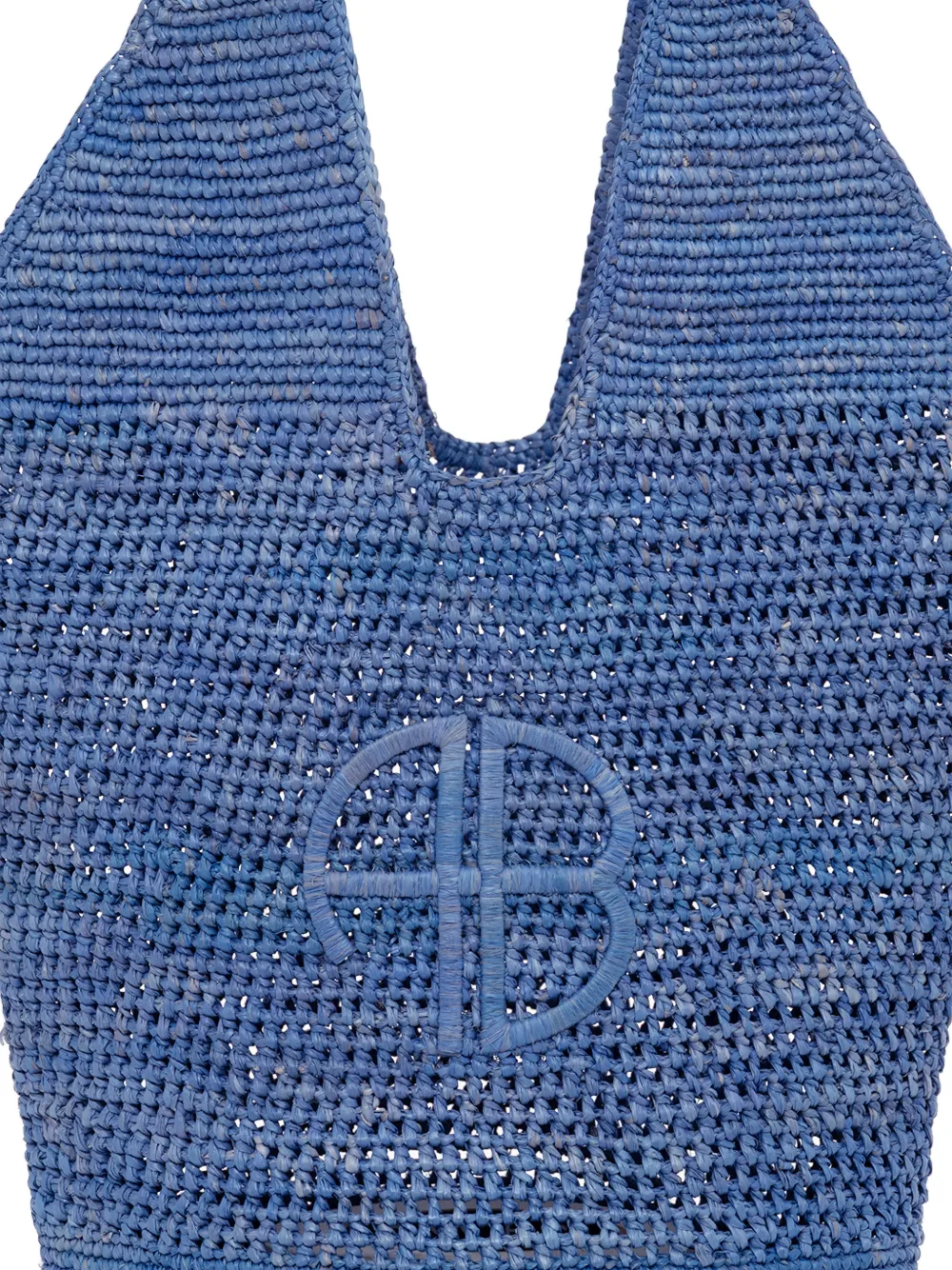ANINE BING Leah raffia shopper met logo Blauw