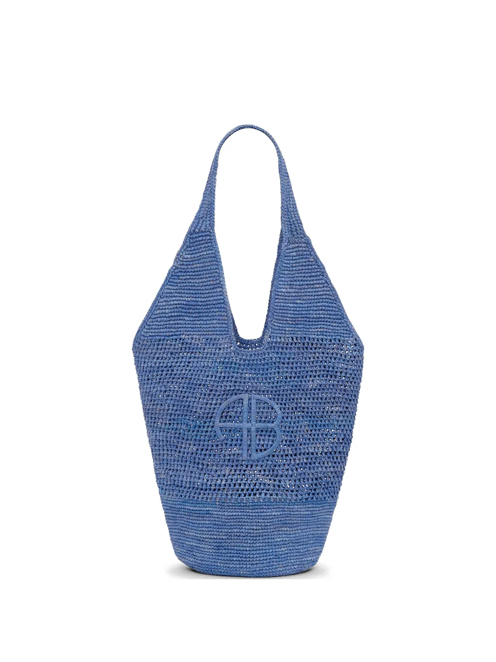 ANINE BING Leah logo raffia tote bag - Blu