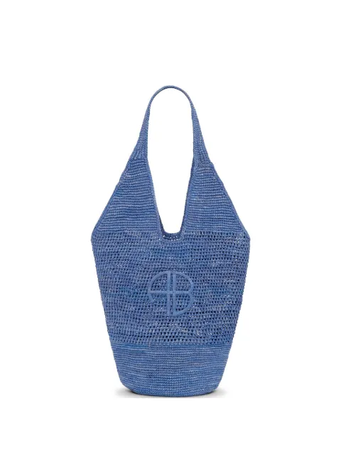 ANINE BING Leah logo raffia tote bag