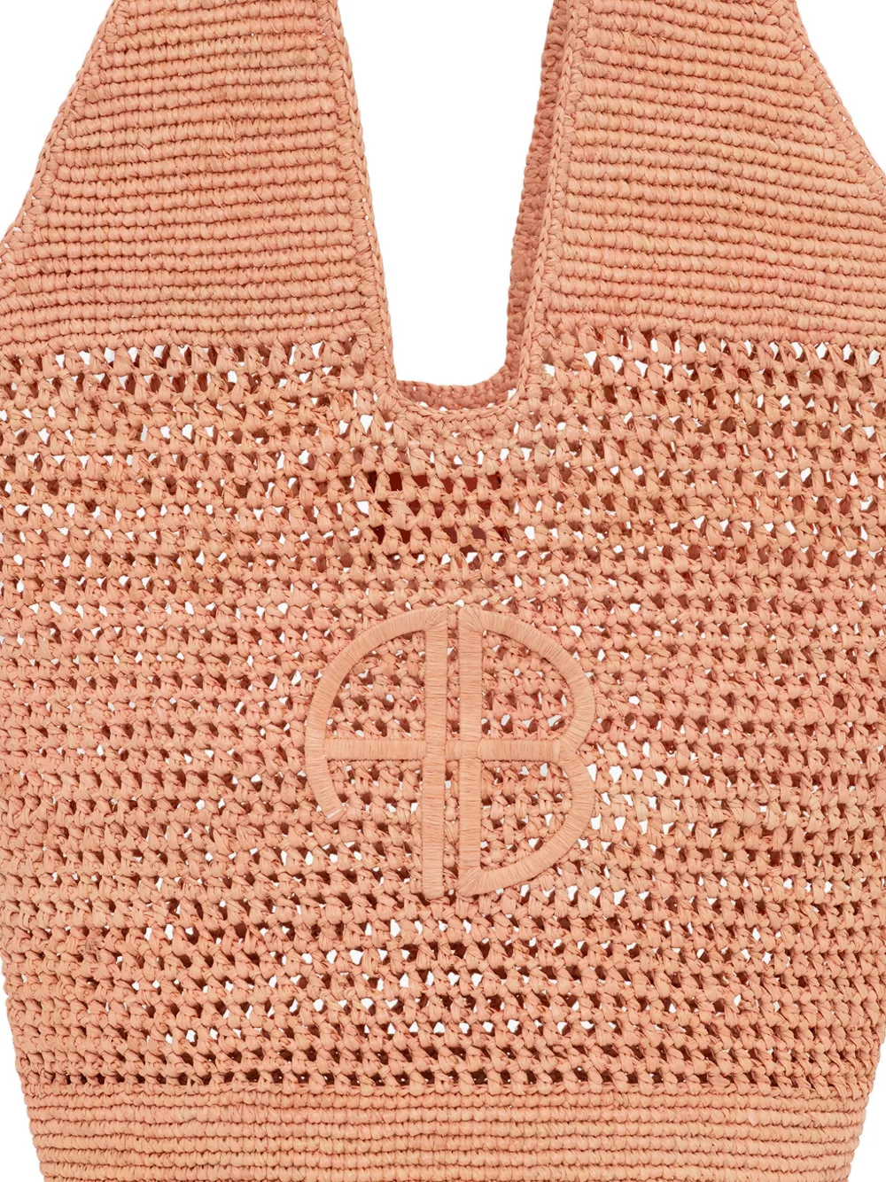 ANINE BING Leah raffia shopper met logo-patch Oranje