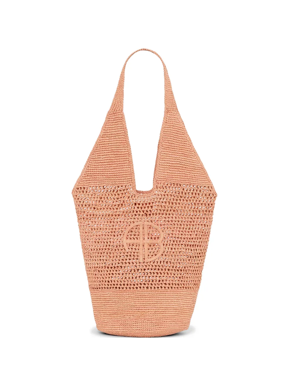 ANINE BING Leah logo-patch raffia tote bag - Arancione