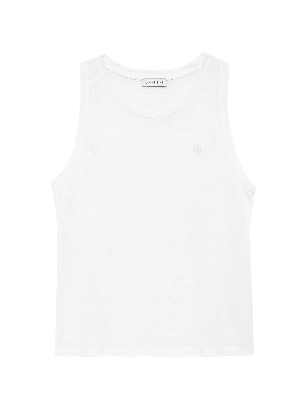 ANINE BING Juliann logo-embroidered linen tank top - Bianco
