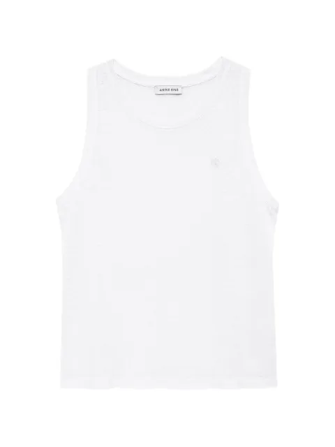 ANINE BING Juliann logo-embroidered linen tank top