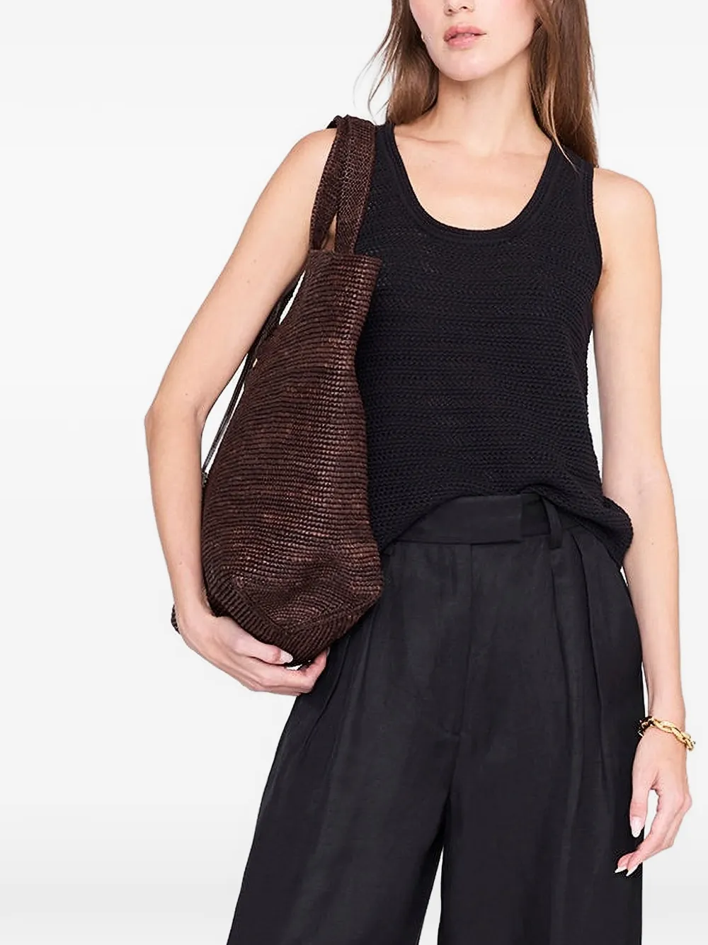 ANINE BING Arie crochet-knit tank top - Nero