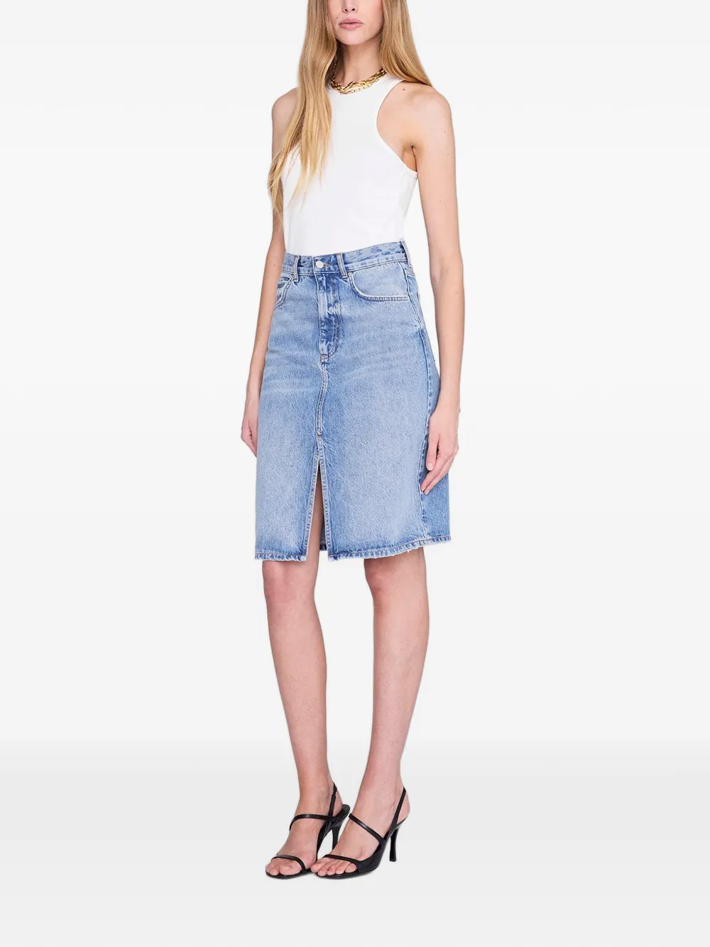 ANINE BING Jamey midi-rok met split Blauw