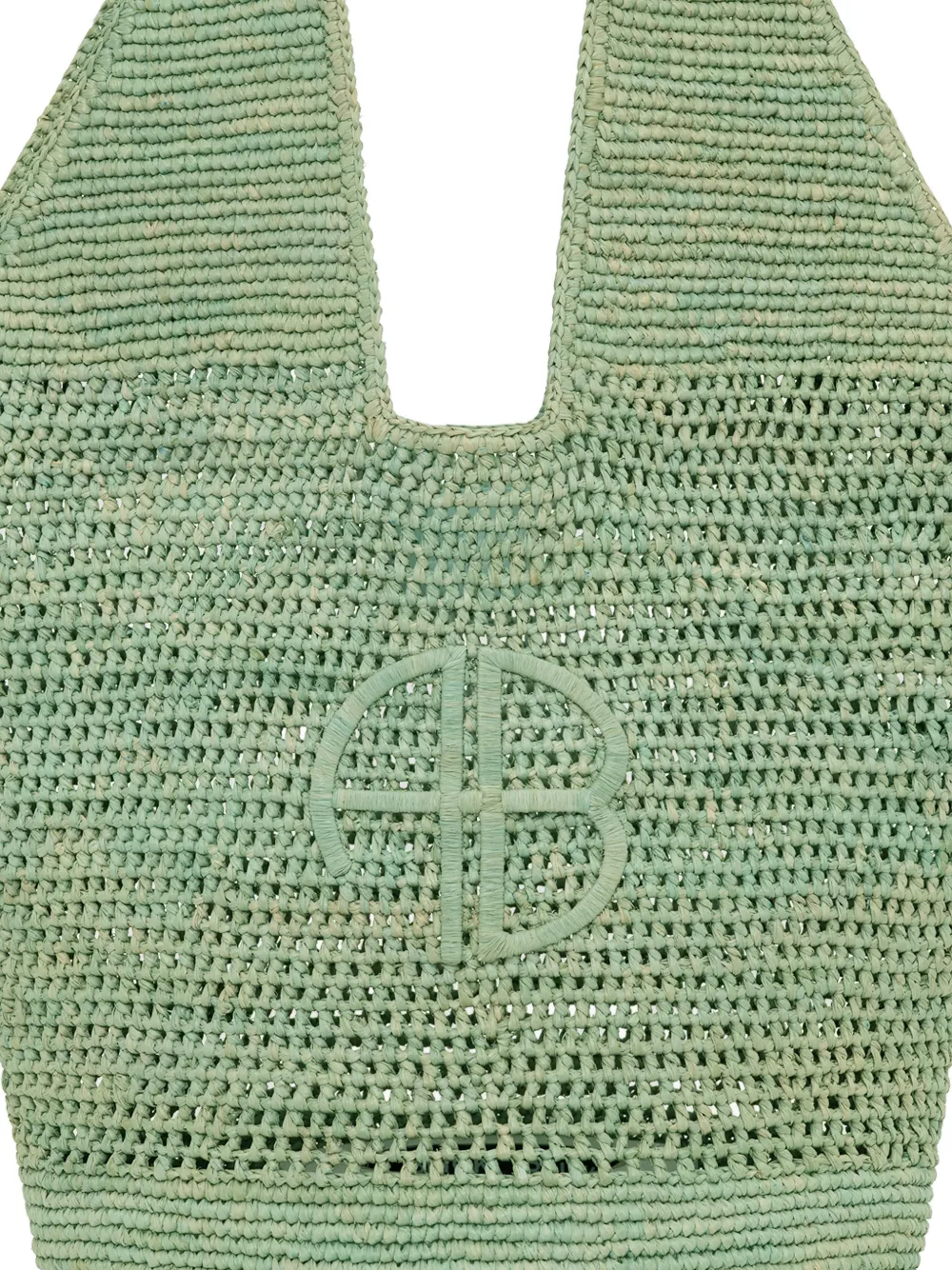 ANINE BING Leah raffia shopper met logo Groen