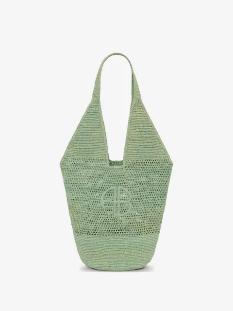 ANINE BING Leah logo raffia tote bag