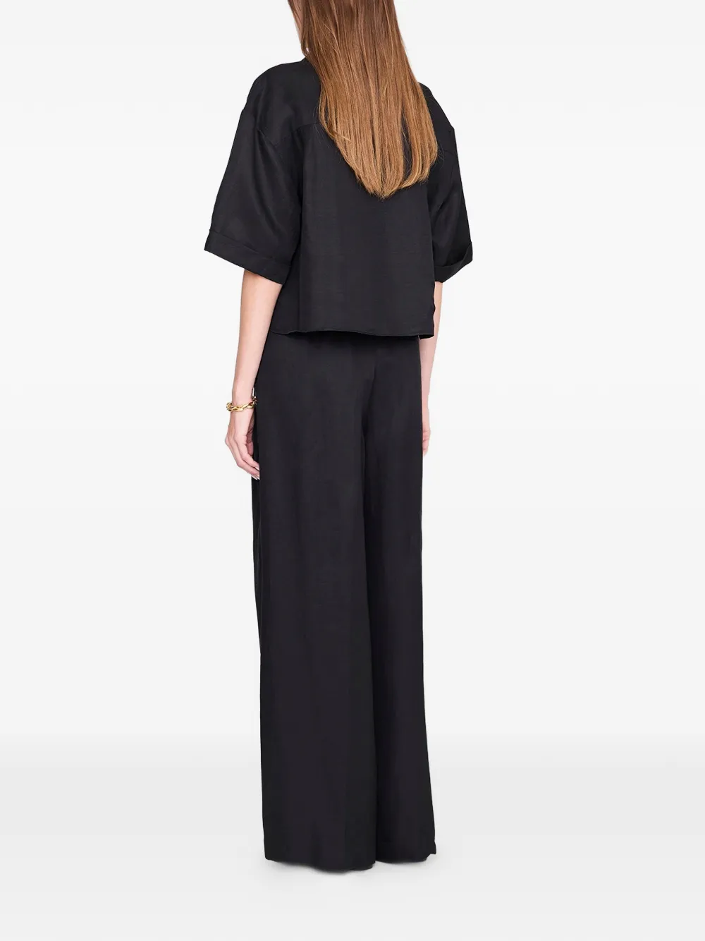 ANINE BING Edith blouse met korte mouwen Zwart