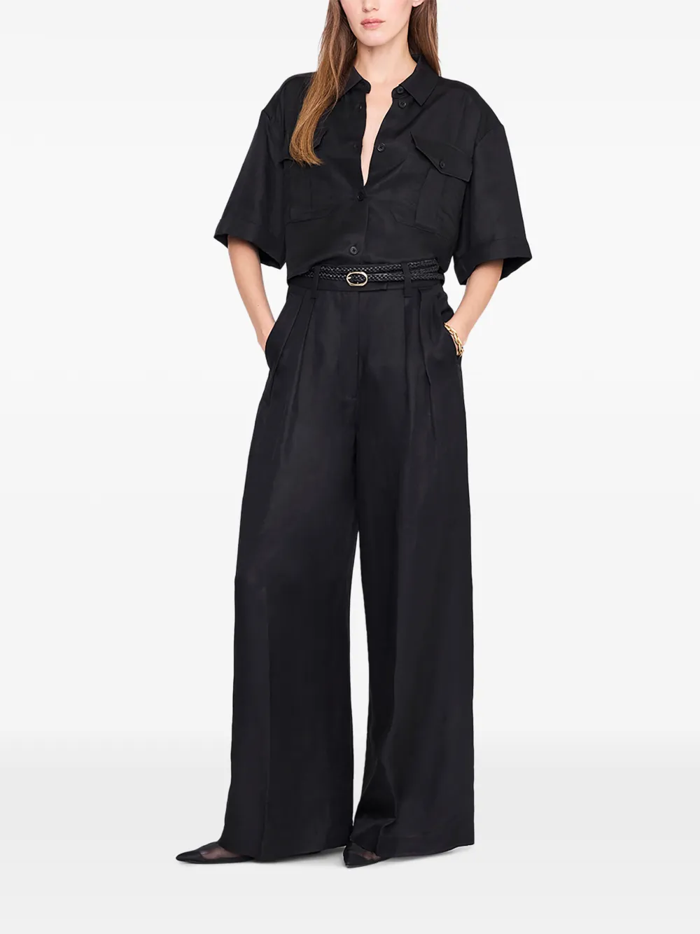 ANINE BING Edith blouse met korte mouwen Zwart