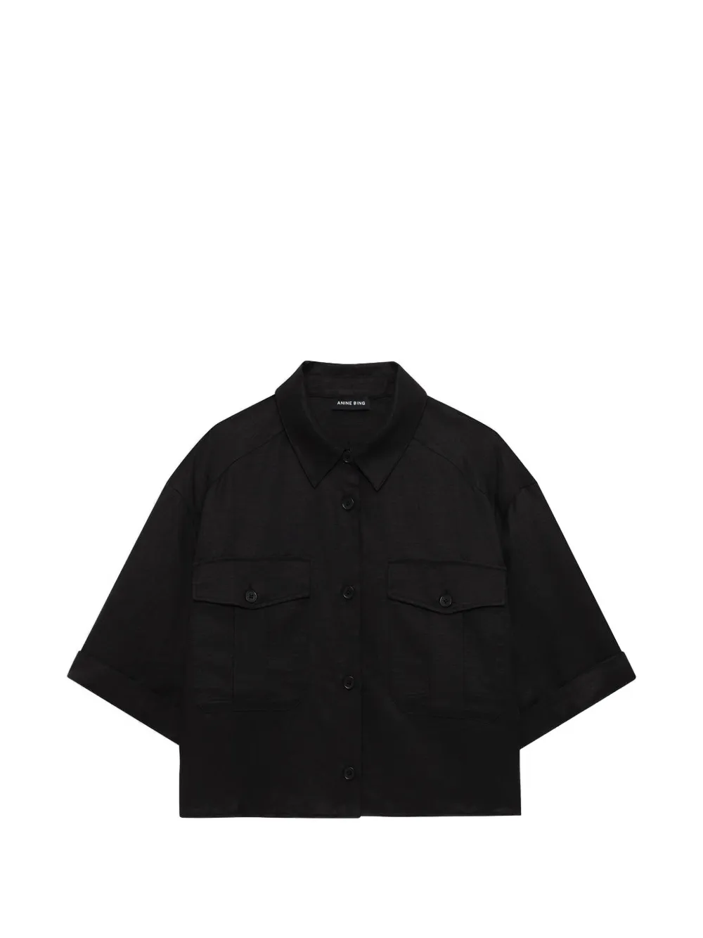 ANINE BING Edith blouse met korte mouwen Zwart