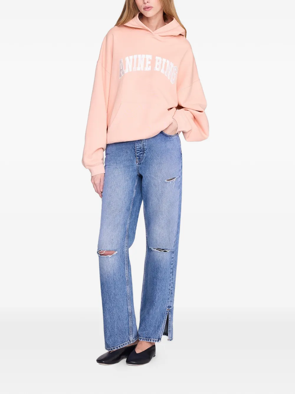 ANINE BING Hoodie met geborduurd logo Roze